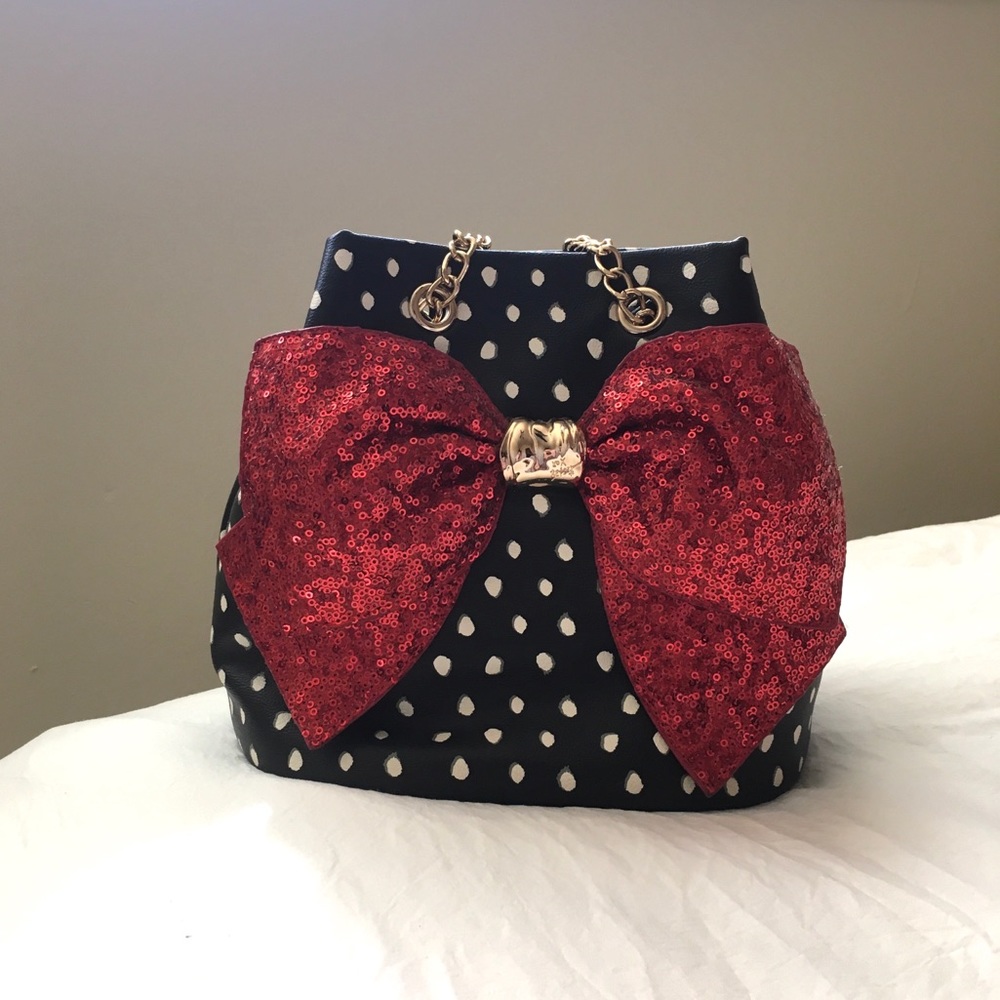 Retro Polka Dot & Red Bow Betsey Johnson Purse